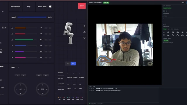 Robotics Interaction — VLM + hand tracking on UF850 cover